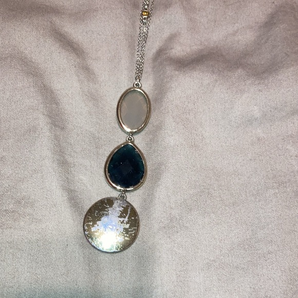 Loft brand necklace, long, dangling, navy blue and gold - Picture 3 of 3